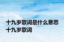 十九岁歌词是什么意思 十九岁歌词 