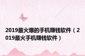 2019最火爆的手机赚钱软件（2019最火手机赚钱软件）