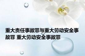 重大责任事故罪与重大劳动安全事故罪 重大劳动安全事故罪 