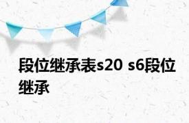 段位继承表s20 s6段位继承 