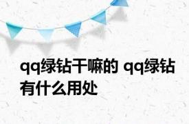 qq绿钻干嘛的 qq绿钻有什么用处 