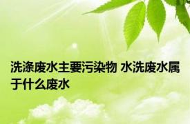 洗涤废水主要污染物 水洗废水属于什么废水 