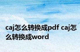 caj怎么转换成pdf caj怎么转换成word 