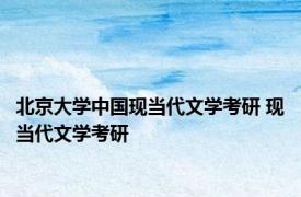 北京大学中国现当代文学考研 现当代文学考研 