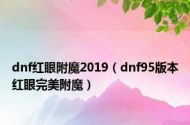 dnf红眼附魔2019（dnf95版本红眼完美附魔）