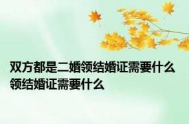双方都是二婚领结婚证需要什么 领结婚证需要什么 