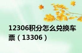 12306积分怎么兑换车票（13306）