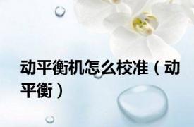 动平衡机怎么校准（动平衡）