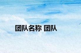 团队名称 团队 