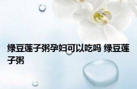 绿豆莲子粥孕妇可以吃吗 绿豆莲子粥 