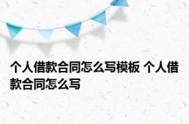 个人借款合同怎么写模板 个人借款合同怎么写 