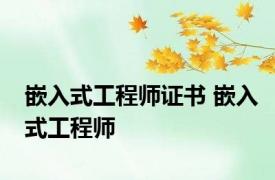 嵌入式工程师证书 嵌入式工程师 