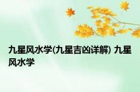 九星风水学(九星吉凶详解) 九星风水学 