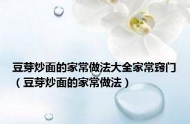 豆芽炒面的家常做法大全家常窍门（豆芽炒面的家常做法）