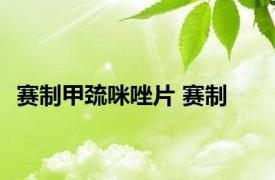 赛制甲巯咪唑片 赛制 