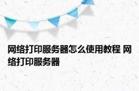 网络打印服务器怎么使用教程 网络打印服务器 