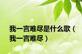我一言难尽是什么歌（我一言难尽）