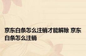 京东白条怎么注销才能解除 京东白条怎么注销 