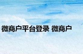 微商户平台登录 微商户 
