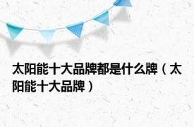 太阳能十大品牌都是什么牌（太阳能十大品牌）