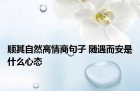 顺其自然高情商句子 随遇而安是什么心态 
