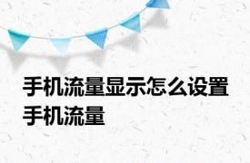 手机流量显示怎么设置 手机流量 