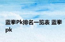 蓝拳Pk排名一览表 蓝拳pk 