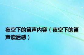 夜空下的笛声内容（夜空下的笛声读后感）