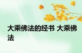 大乘佛法的经书 大乘佛法 