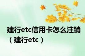 建行etc信用卡怎么注销（建行etc）