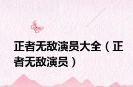 正者无敌演员大全（正者无敌演员）