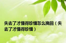 失去了才懂得珍惜怎么挽回（失去了才懂得珍惜）