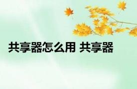 共享器怎么用 共享器 