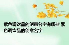 紫色调饮品的创意名字有哪些 紫色调饮品的创意名字 