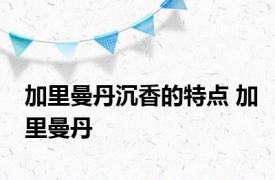 加里曼丹沉香的特点 加里曼丹 