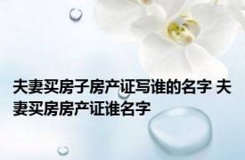 夫妻买房子房产证写谁的名字 夫妻买房房产证谁名字 