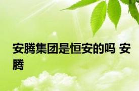 安腾集团是恒安的吗 安腾 