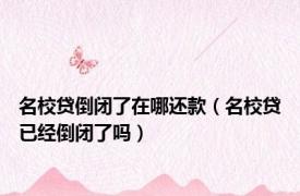 名校贷倒闭了在哪还款（名校贷已经倒闭了吗）