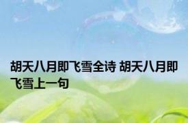 胡天八月即飞雪全诗 胡天八月即飞雪上一句 