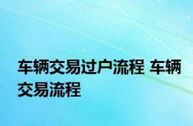 车辆交易过户流程 车辆交易流程 