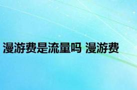 漫游费是流量吗 漫游费 