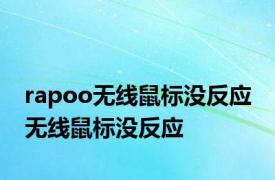 rapoo无线鼠标没反应 无线鼠标没反应 