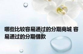 哪些比较容易通过的分期商城 容易通过的分期借款 