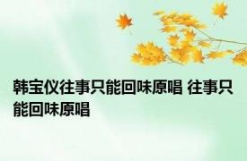 韩宝仪往事只能回味原唱 往事只能回味原唱 