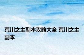 荒川之主副本攻略大全 荒川之主副本 