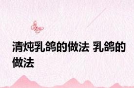 清炖乳鸽的做法 乳鸽的做法 