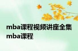 mba课程视频讲座全集 mba课程 