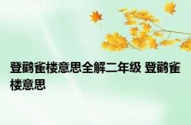 登鹳雀楼意思全解二年级 登鹳雀楼意思 