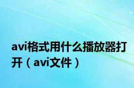 avi格式用什么播放器打开（avi文件）