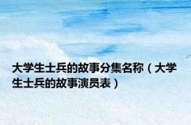 大学生士兵的故事分集名称（大学生士兵的故事演员表）